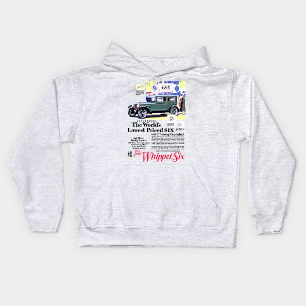 1928 WHIPPET SIX - WHIP IT GOOD! Kids Hoodie by Throwback Motors